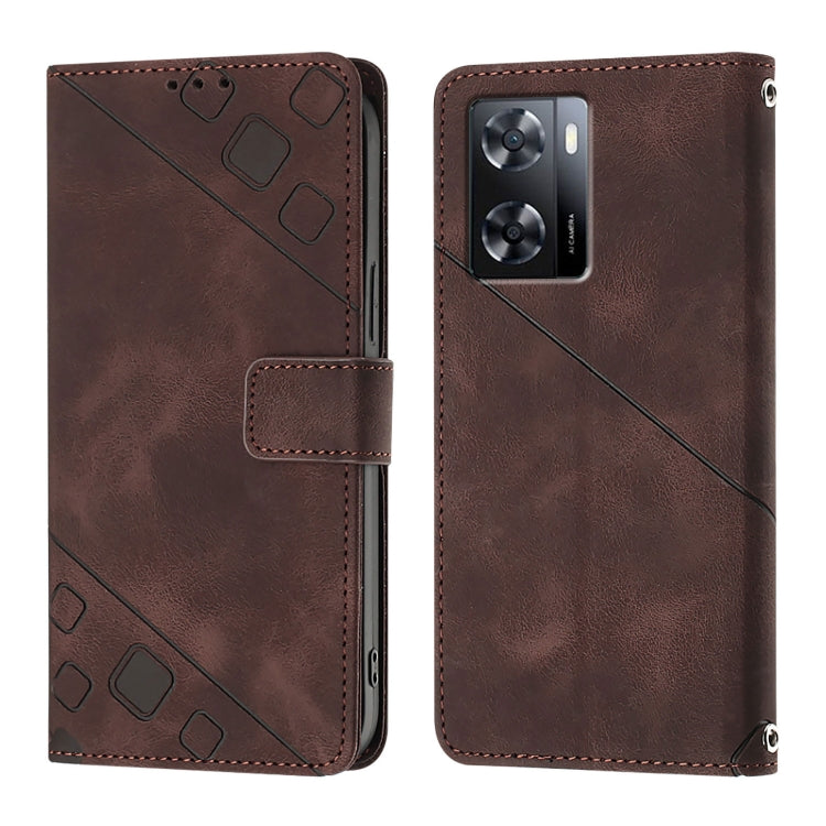 For OPPO A57s / A57e / A77s Global Skin-feel Embossed Leather Phone Case