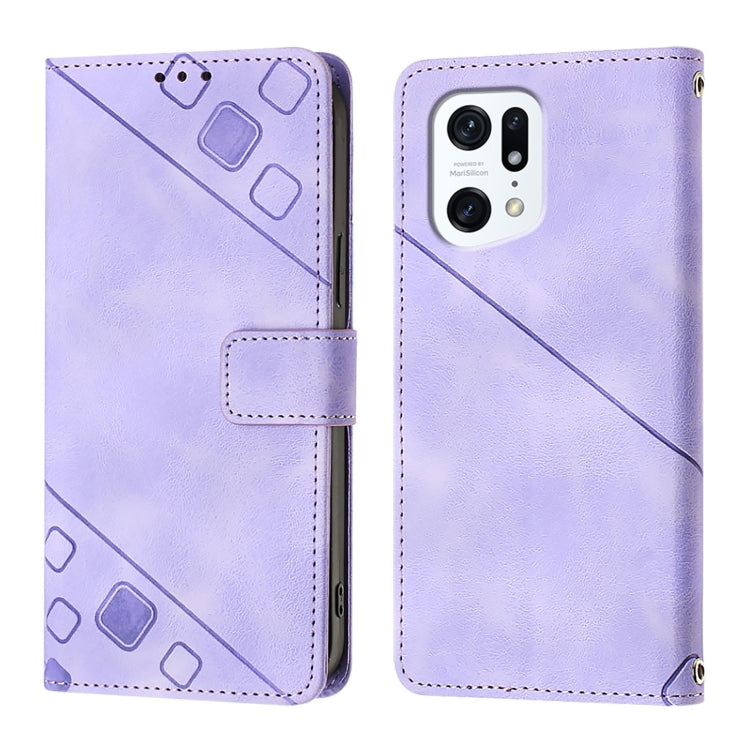 For OPPO Find X5 Skin-feel Embossed Leather Phone Case