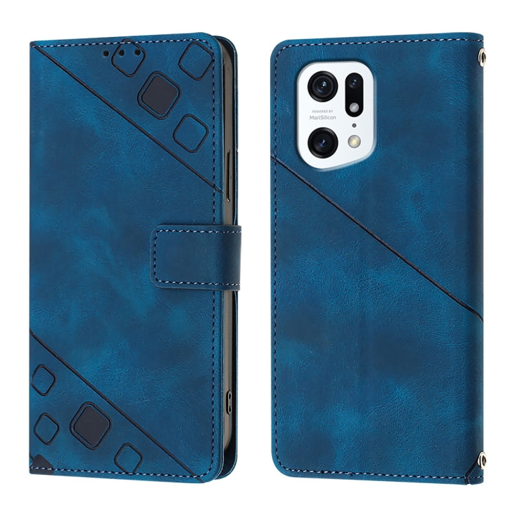 For OPPO Find X5 Skin-feel Embossed Leather Phone Case