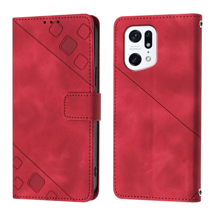 For OPPO Find X5 Skin-feel Embossed Leather Phone Case
