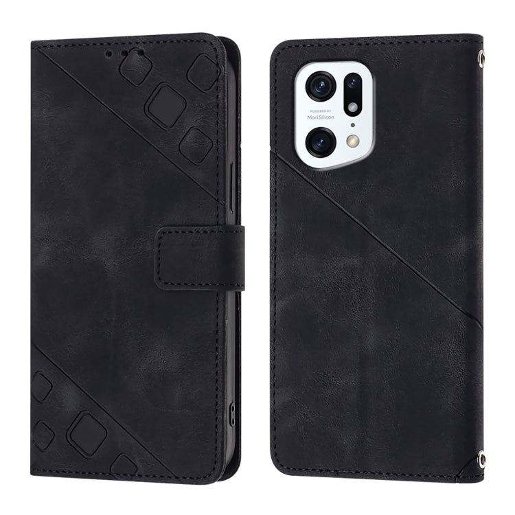 For OPPO Find X5 Skin-feel Embossed Leather Phone Case