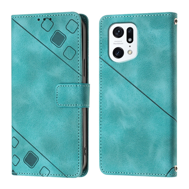 For OPPO Find X5 Pro Skin-feel Embossed Leather Phone Case