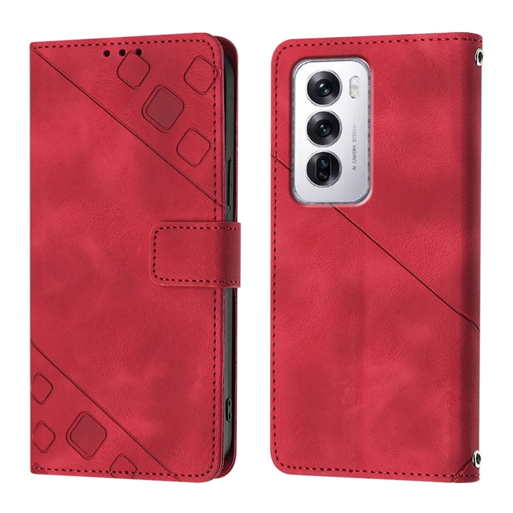 For OPPO Reno12 5G Global Skin-feel Embossed Leather Phone Case