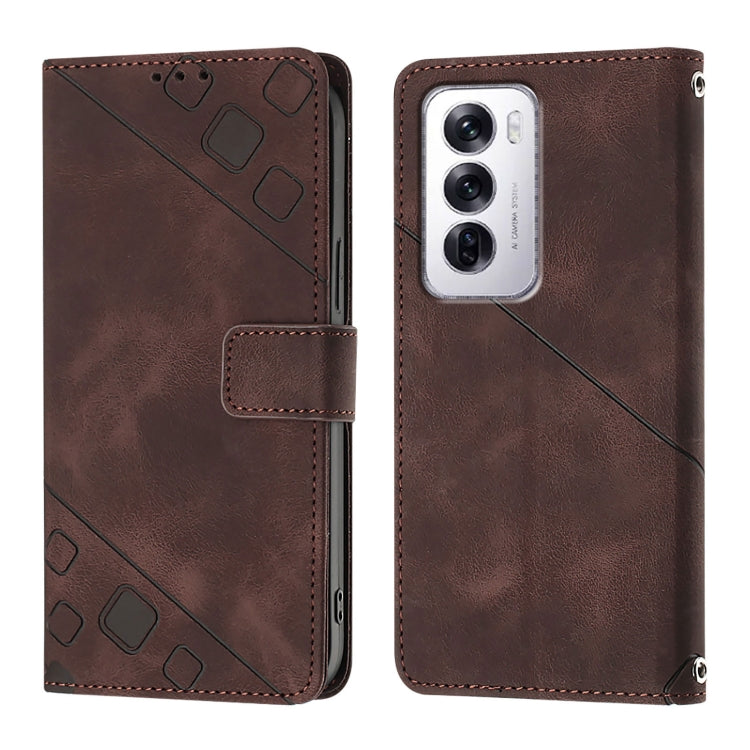 For OPPO Reno12 5G Global Skin-feel Embossed Leather Phone Case