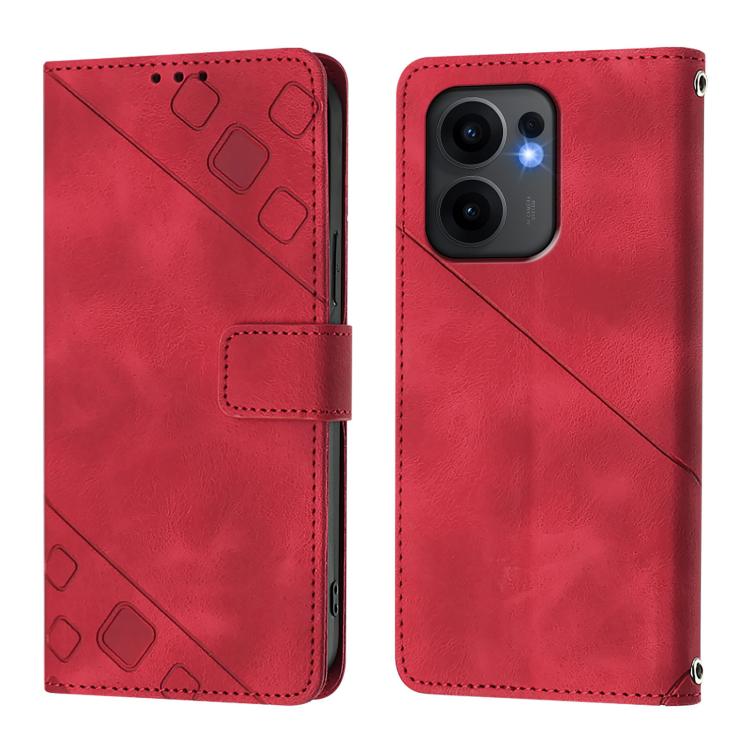 For OPPO Reno13 F 5G Global Skin-feel Embossed Leather Phone Case