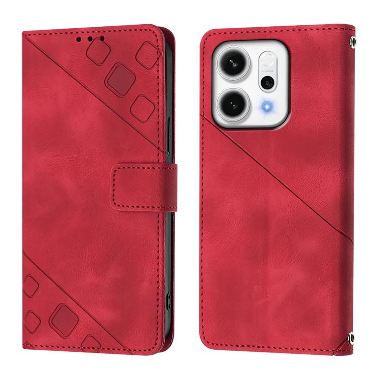 For OPPO Reno14 5G Global Skin-feel Embossed Leather Phone Case