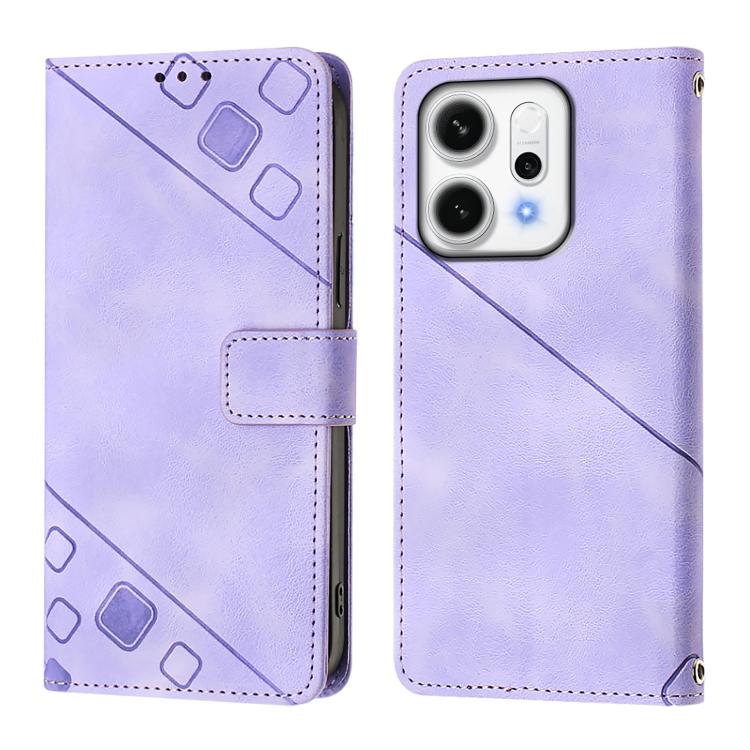For OPPO Reno14 Pro 5G Global Skin-feel Embossed Leather Phone Case