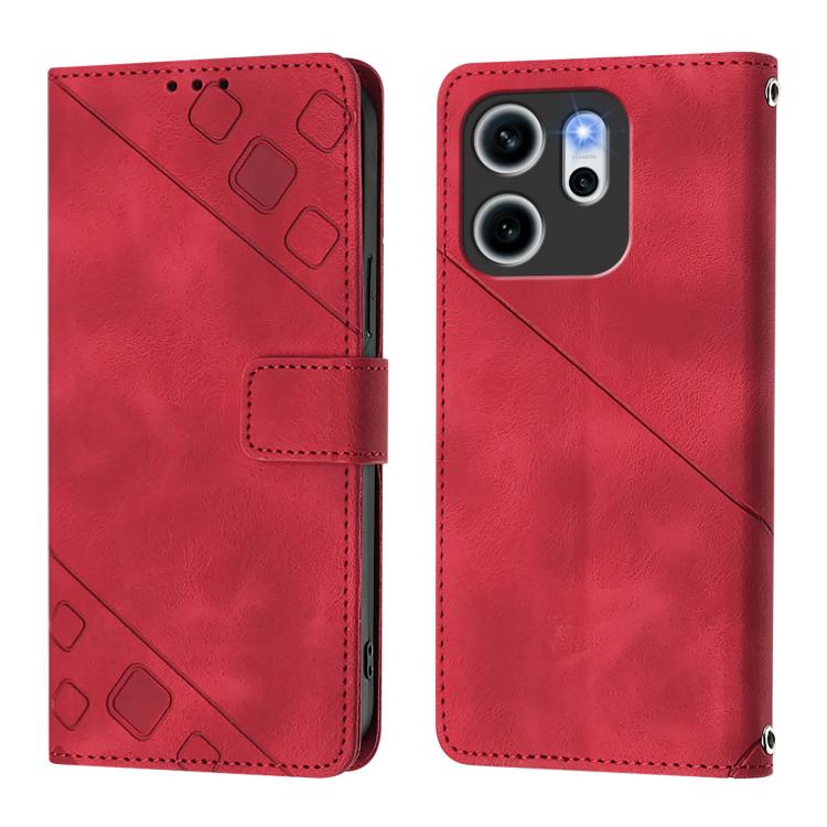 For OPPO Reno14 F 5G Skin-feel Embossed Leather Phone Case