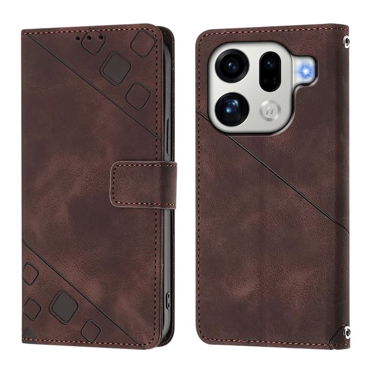For OPPO Find X9 Pro Skin-feel Embossed Leather Phone Case