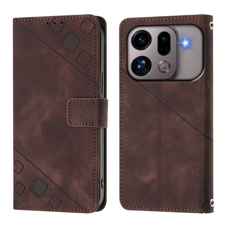 For OPPO Find X9s Pro 5G Skin-feel Embossed Leather Phone Case