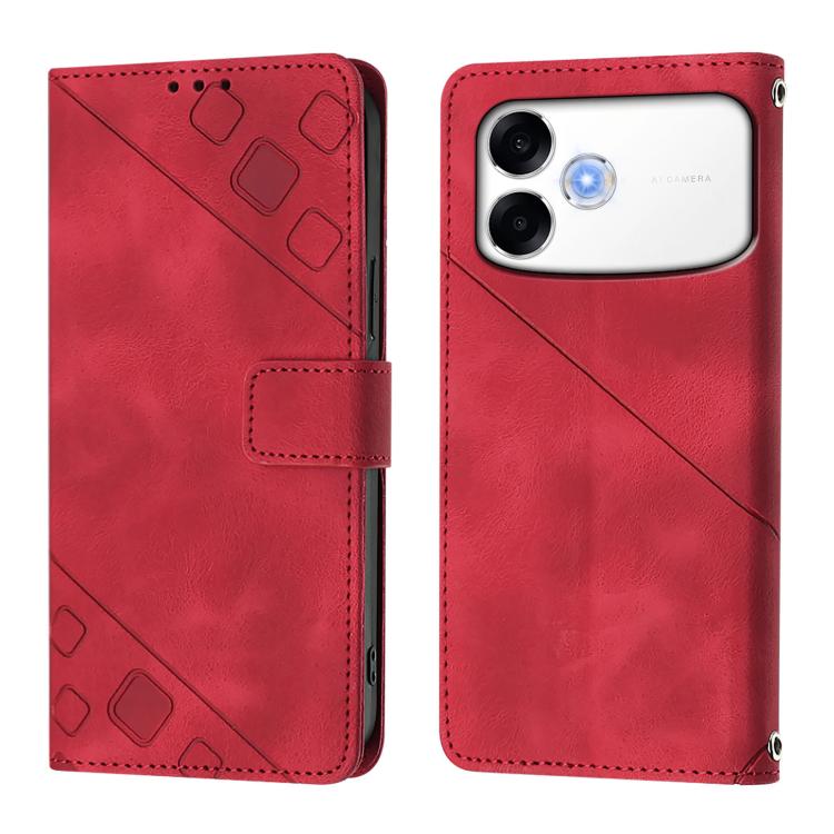 For OPPO A6s Pro 4G Skin-feel Embossed Leather Phone Case
