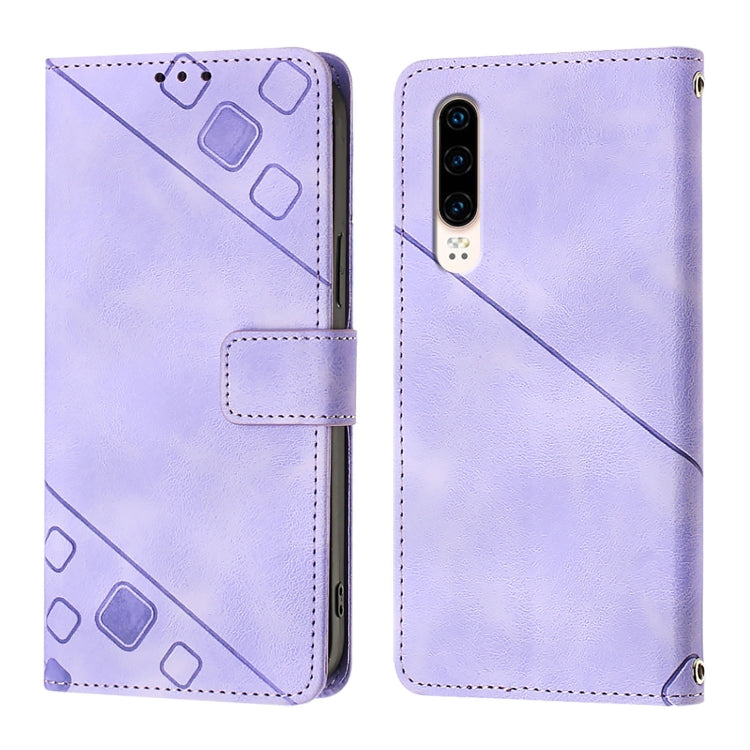 For Huawei P30 Skin Feel Embossed Leather Phone Case