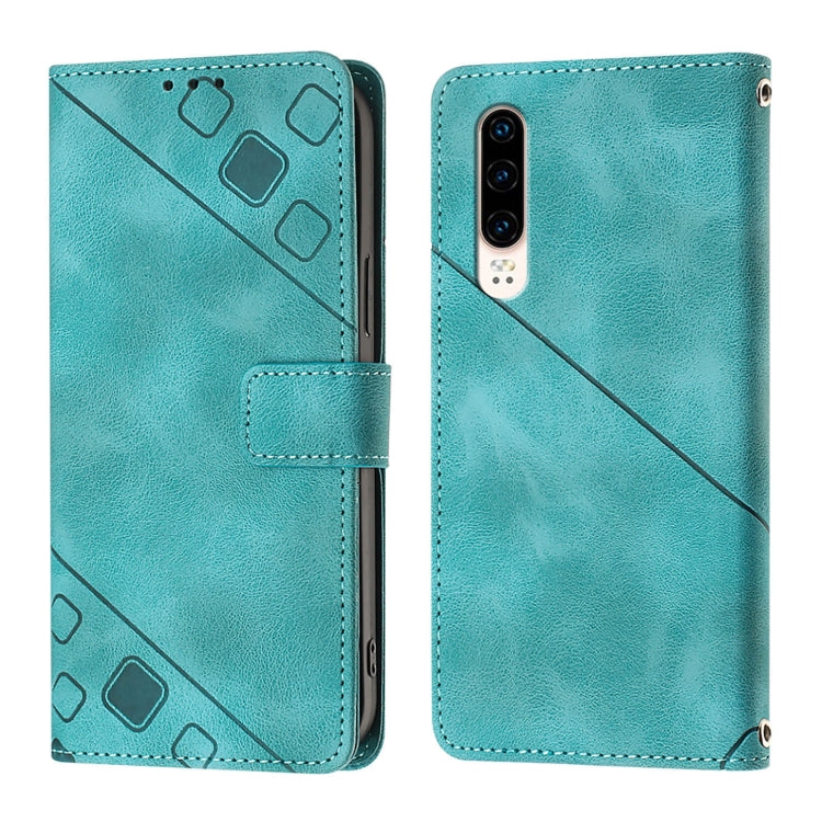 For Huawei P30 Skin Feel Embossed Leather Phone Case