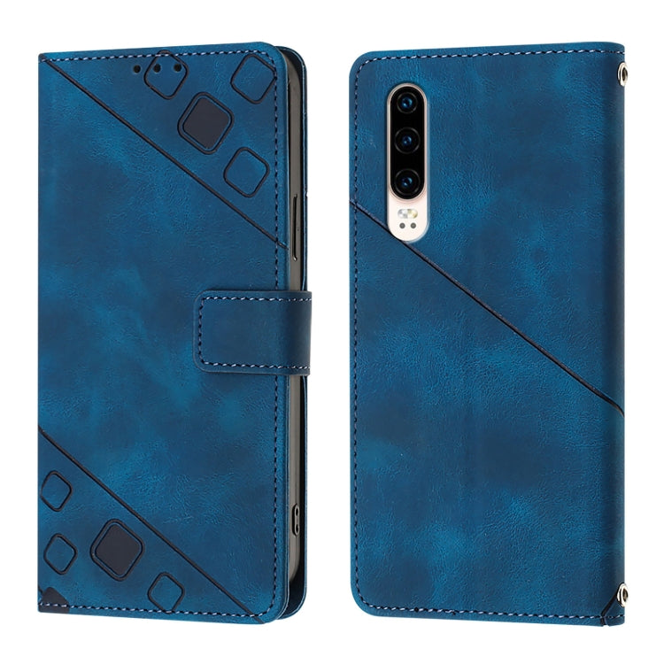 For Huawei P30 Skin Feel Embossed Leather Phone Case