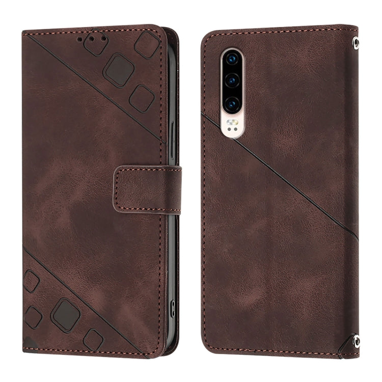 For Huawei P30 Skin Feel Embossed Leather Phone Case