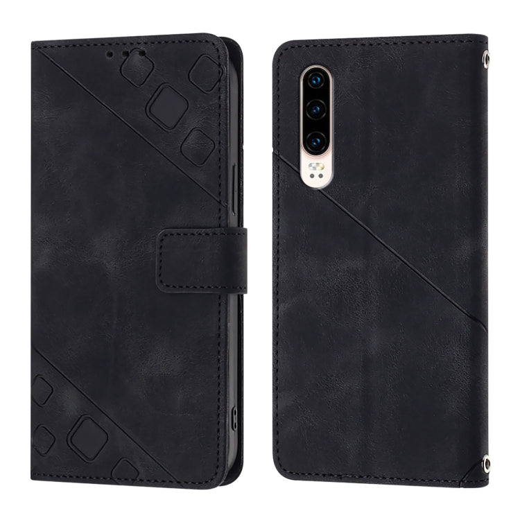 For Huawei P30 Skin Feel Embossed Leather Phone Case