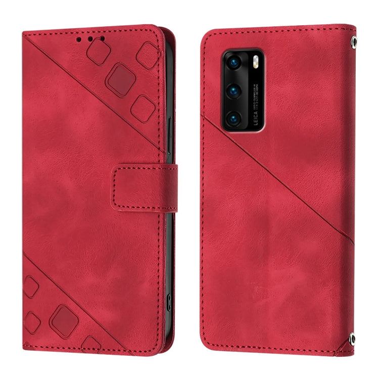 For Huawei P40 Skin Feel Embossed Leather Phone Case
