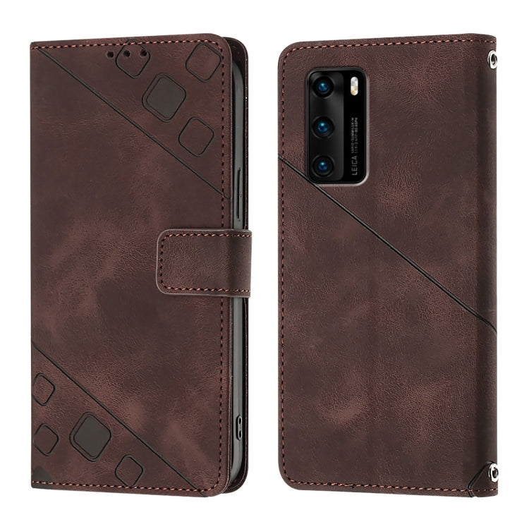 For Huawei P40 Skin Feel Embossed Leather Phone Case