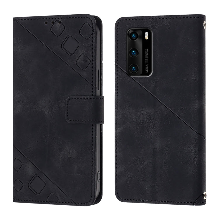 For Huawei P40 Skin Feel Embossed Leather Phone Case