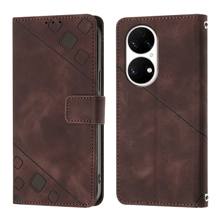 For Huawei P50 Skin Feel Embossed Leather Phone Case