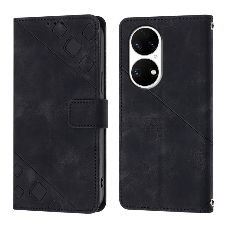 For Huawei P50 Skin Feel Embossed Leather Phone Case