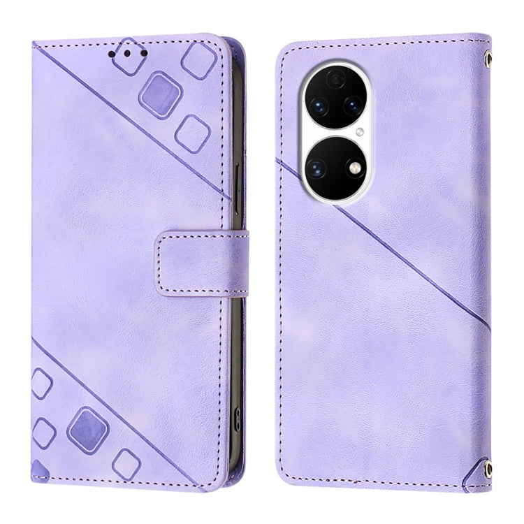 For Huawei P50 Pro Skin Feel Embossed Leather Phone Case