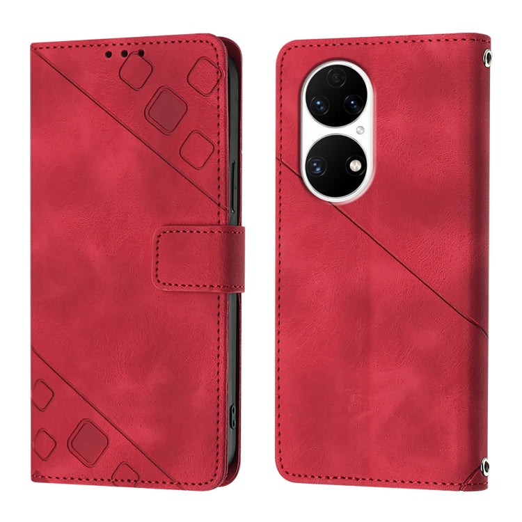 For Huawei P50 Pro Skin Feel Embossed Leather Phone Case