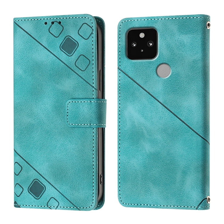 For Google Pixel 5 Skin-feel Embossed Leather Phone Case