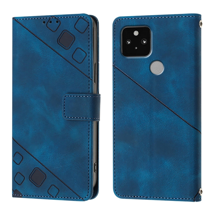 For Google Pixel 5 Skin-feel Embossed Leather Phone Case
