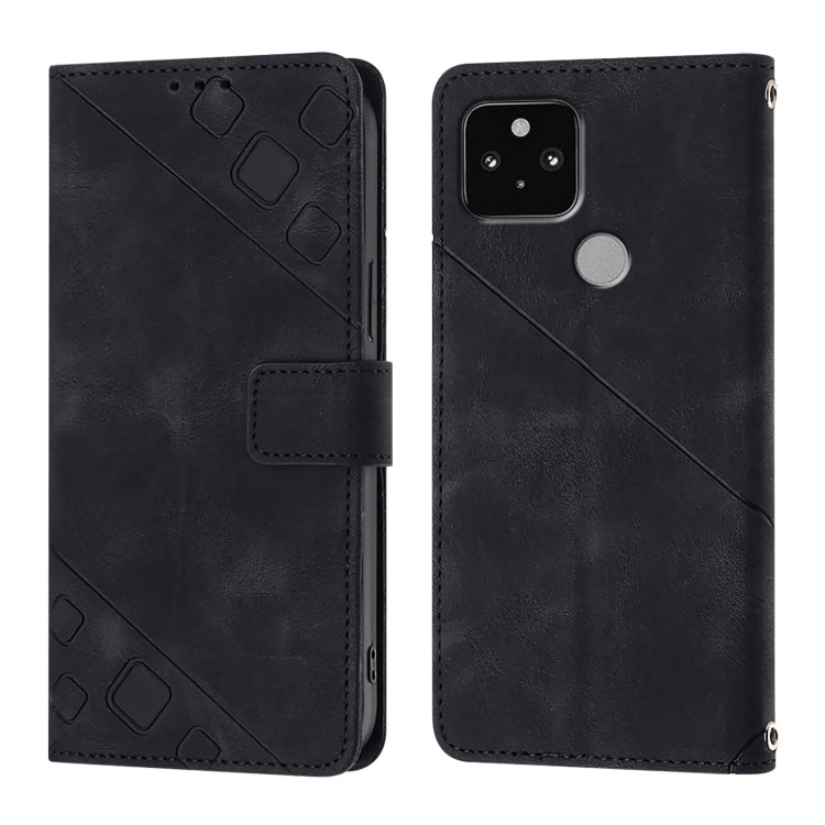 For Google Pixel 5 Skin-feel Embossed Leather Phone Case