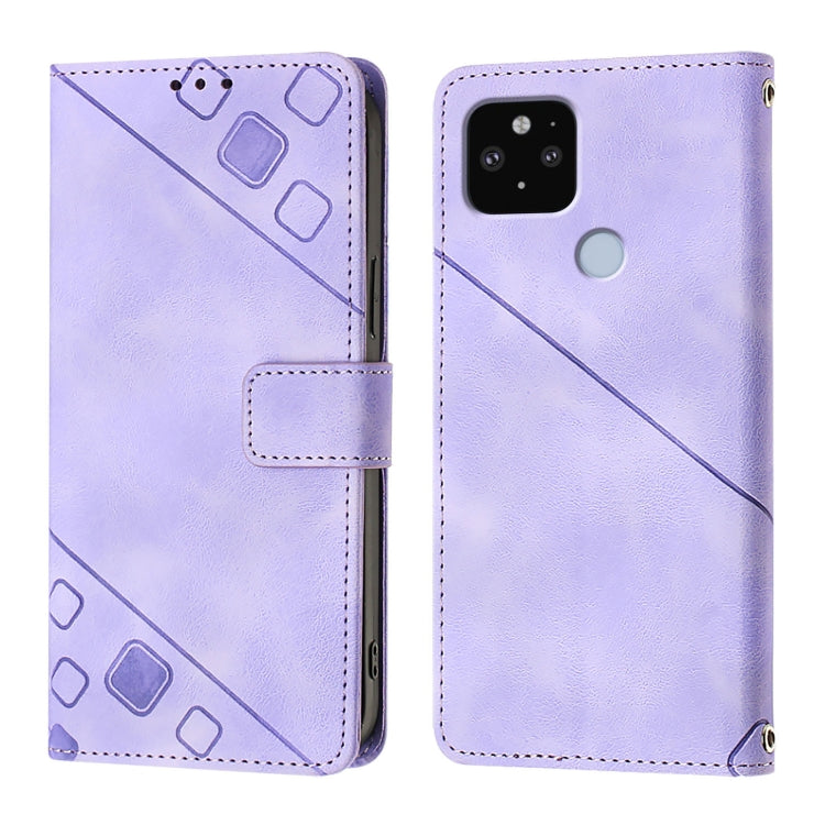 For Google Pixel 5 XL / Pixel 4a 5G Skin-feel Embossed Leather Phone Case