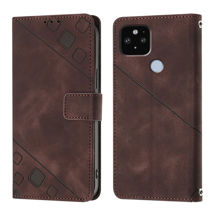 For Google Pixel 5 XL / Pixel 4a 5G Skin-feel Embossed Leather Phone Case