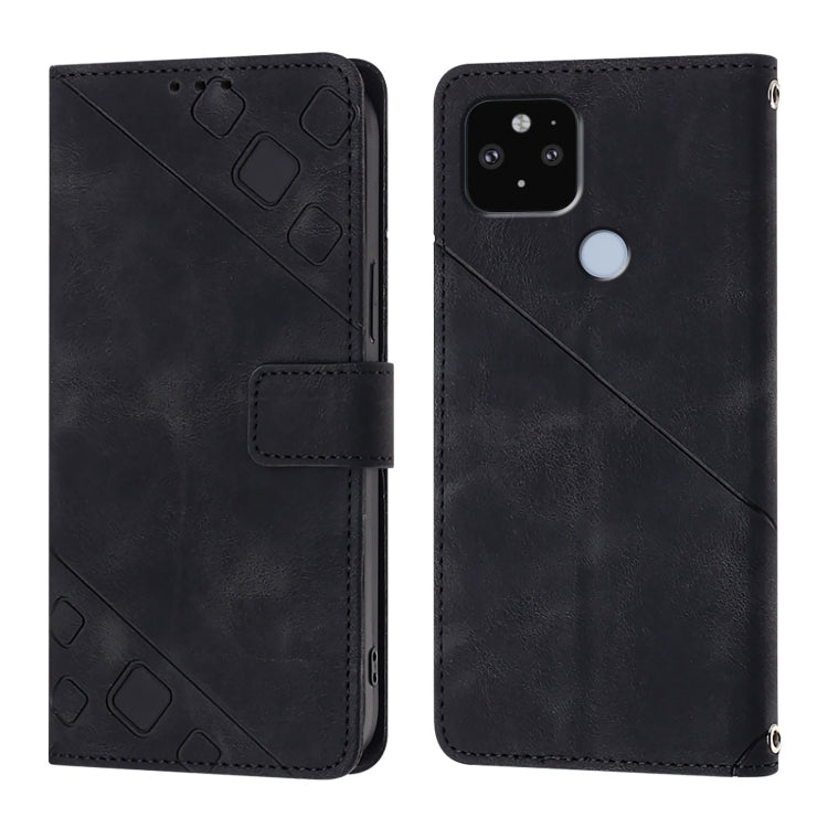For Google Pixel 5 XL / Pixel 4a 5G Skin-feel Embossed Leather Phone Case