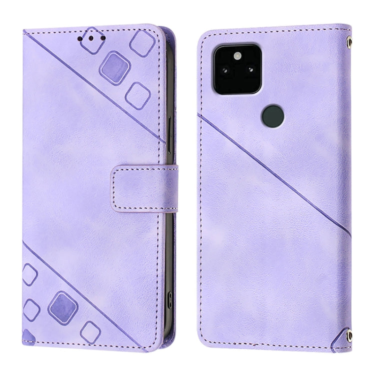 For Google Pixel 5a Skin-feel Embossed Leather Phone Case
