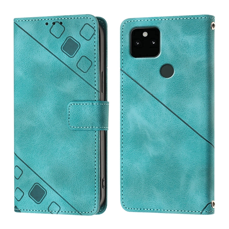 For Google Pixel 5a Skin-feel Embossed Leather Phone Case