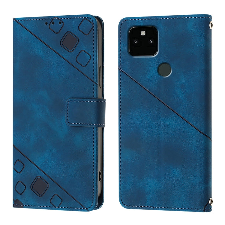 For Google Pixel 5a Skin-feel Embossed Leather Phone Case