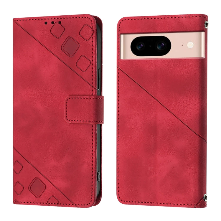 For Google Pixel 8a Skin-feel Embossed Leather Phone Case