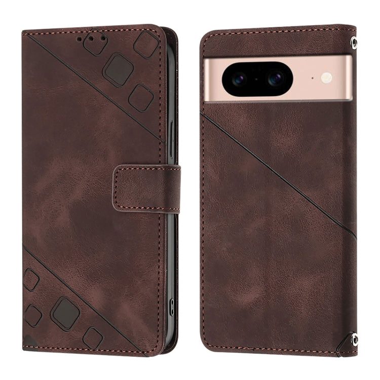 For Google Pixel 8a Skin-feel Embossed Leather Phone Case