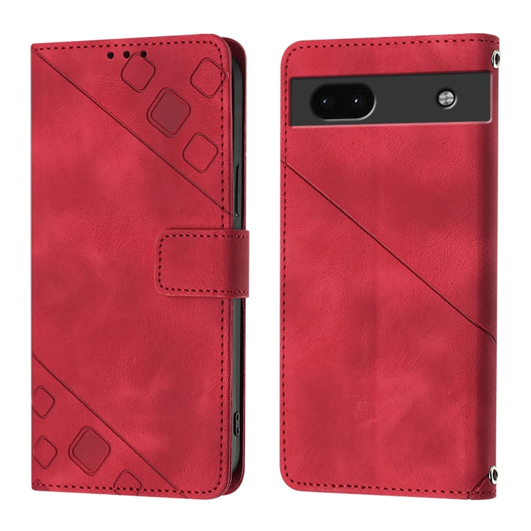For Google Pixel 6a Skin-feel Embossed Leather Phone Case