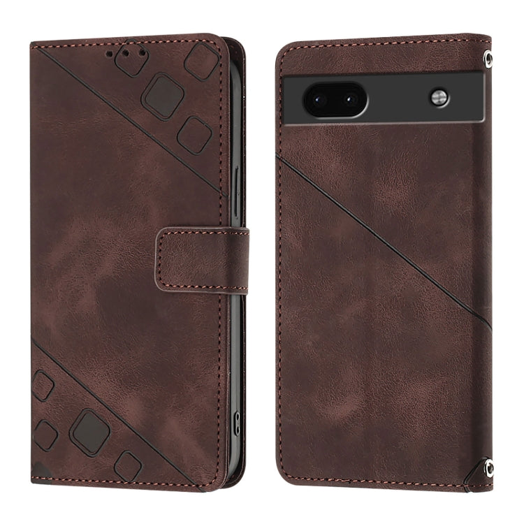 For Google Pixel 6a Skin-feel Embossed Leather Phone Case