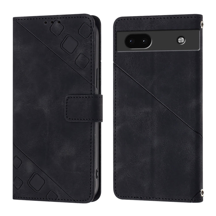 For Google Pixel 6a Skin-feel Embossed Leather Phone Case