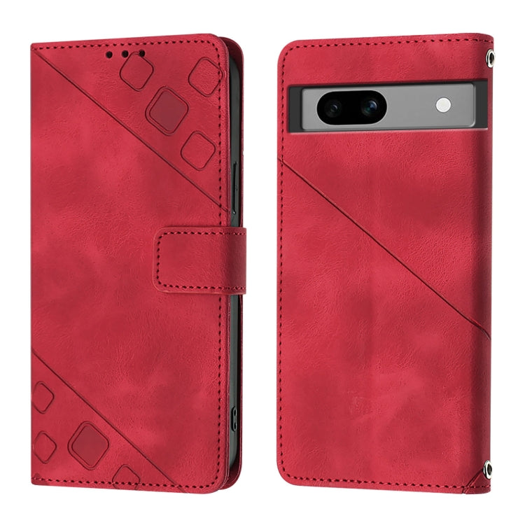 For Google Pixel 7a Skin-feel Embossed Leather Phone Case