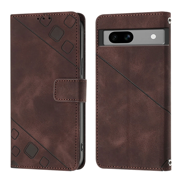 For Google Pixel 7a Skin-feel Embossed Leather Phone Case