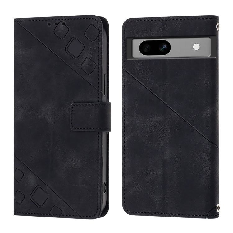 For Google Pixel 7a Skin-feel Embossed Leather Phone Case