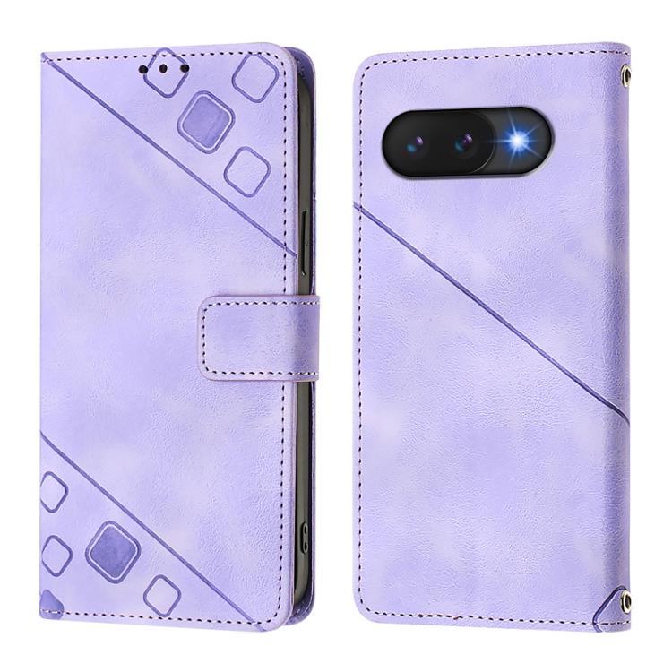 For Google Pixel 9a Skin-feel Embossed Leather Phone Case
