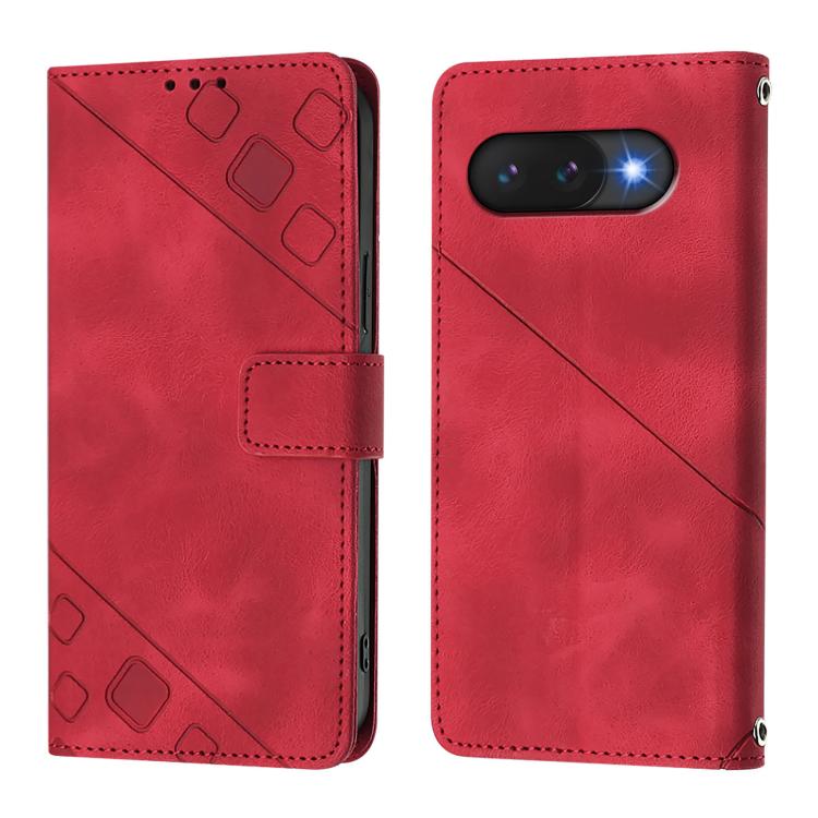 For Google Pixel 9a Skin-feel Embossed Leather Phone Case
