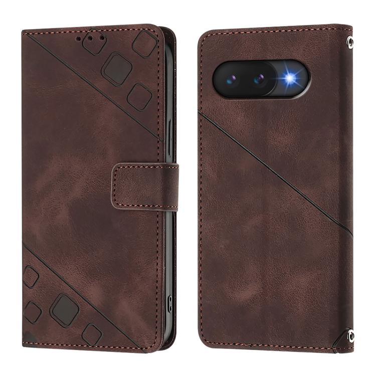 For Google Pixel 9a Skin-feel Embossed Leather Phone Case