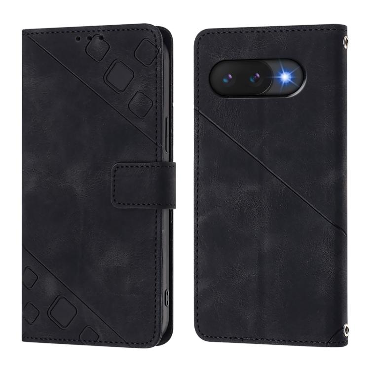 For Google Pixel 9a Skin-feel Embossed Leather Phone Case
