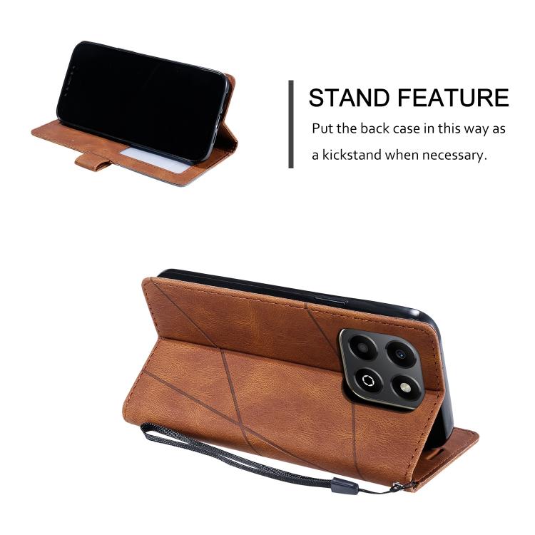For Honor 200 Smart Skin Feel Splicing Leather Phone Case