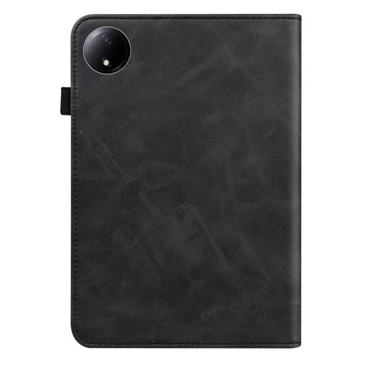 For Xiaomi Redmi Pad SE 8.7 Solid Color Stripe Embossed Leather Tablet Case